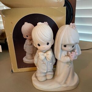 Precious Moments Wedding Couple Cake Topper - Cream and White
